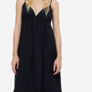 NWOT- H&M DIVIDED- Tiered Long Black Cotton Dress